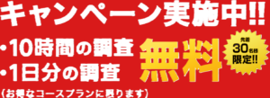 先着30名様限定!! キャンペーン実施中!!10時間の調査・1日分の調査 無料